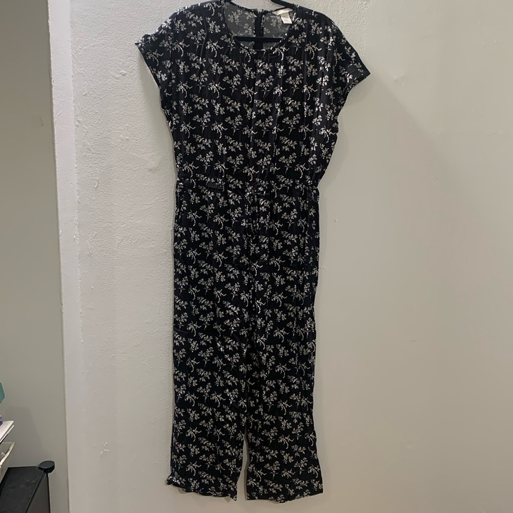 Black Jumpsuit with White Florals